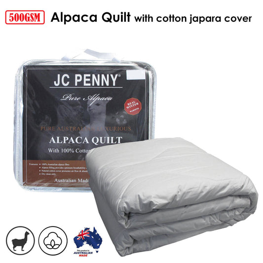 Alpaca Quilt with Cotton Japara Cover - King Bed