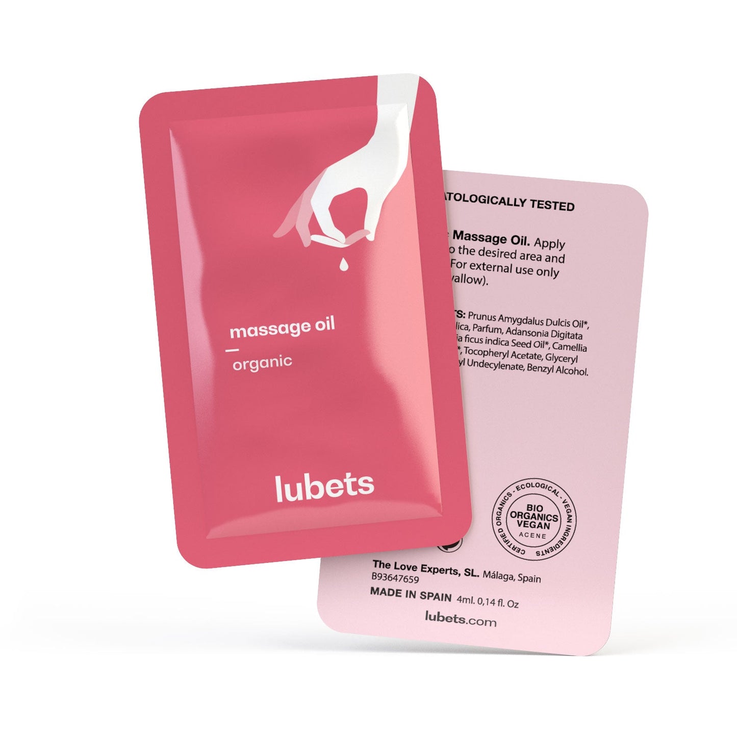 Organic and vegan massage oil